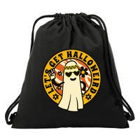 Let's Get Halloweird 60s Hippie Ghost Halloween Drawstring Bag