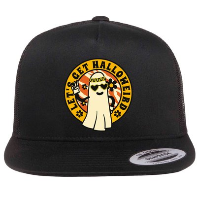 Let's Get Halloweird 60s Hippie Ghost Halloween Flatbill Hat