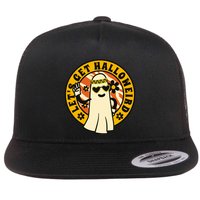 Let's Get Halloweird 60s Hippie Ghost Halloween Flat Bill Trucker Hat