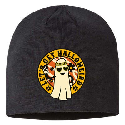 Let's Get Halloweird 60s Hippie Ghost Halloween Sustainable Beanie
