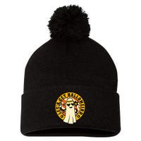 Let's Get Halloweird 60s Hippie Ghost Halloween Pom Pom 12in Knit Beanie