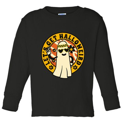 Let's Get Halloweird 60s Hippie Ghost Halloween Toddler Long Sleeve Shirt