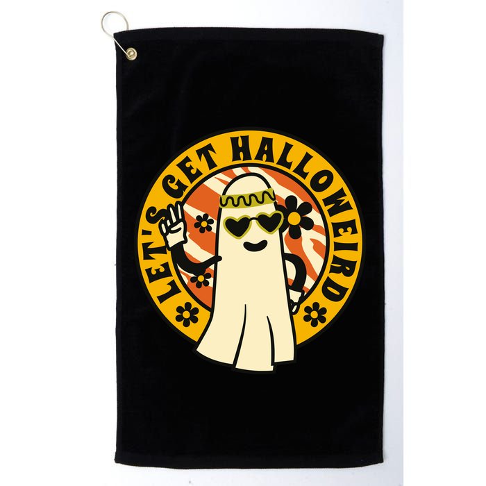 Let's Get Halloweird 60s Hippie Ghost Halloween Golf Towel