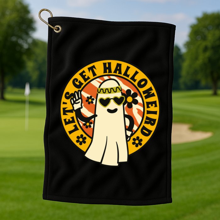 Let's Get Halloweird 60s Hippie Ghost Halloween Golf Towel
