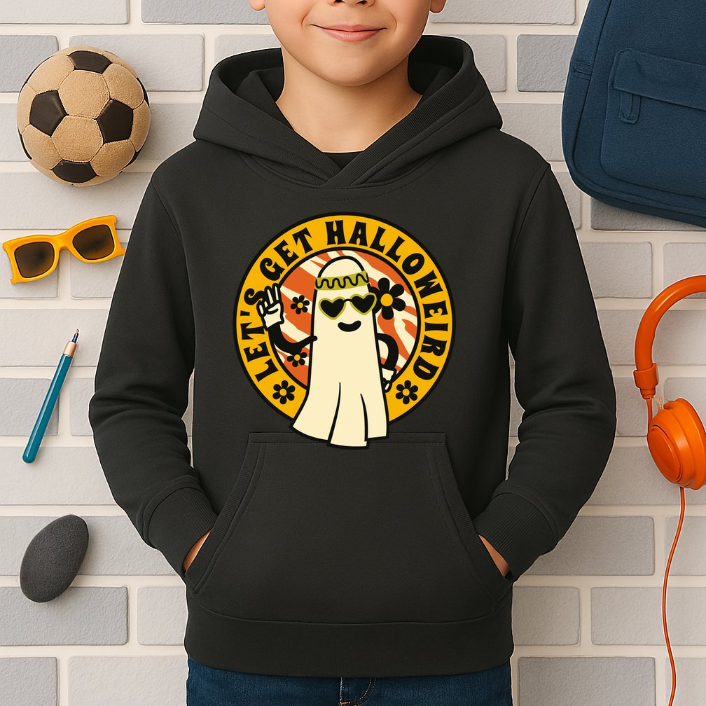 Let's Get Halloweird 60s Hippie Ghost Halloween Kids Hoodie