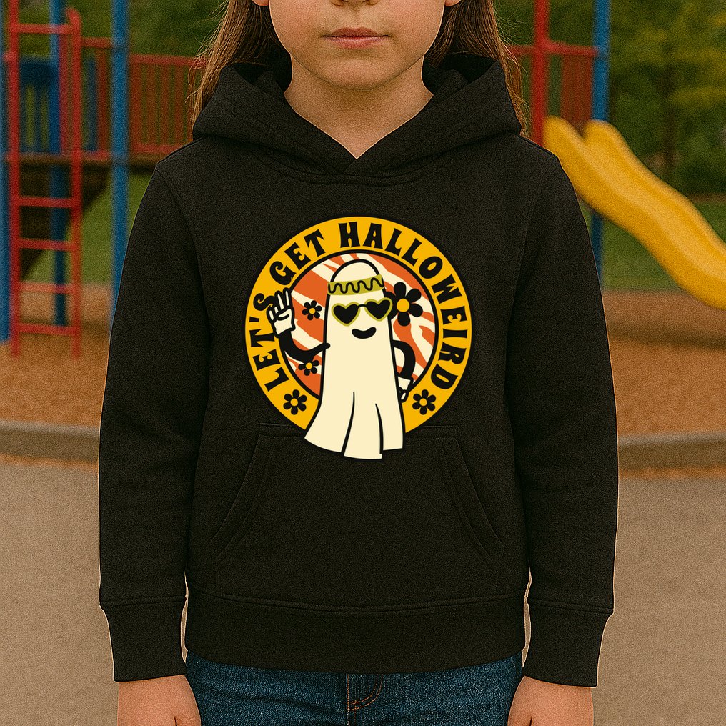 Let's Get Halloweird 60s Hippie Ghost Halloween Kids Hoodie