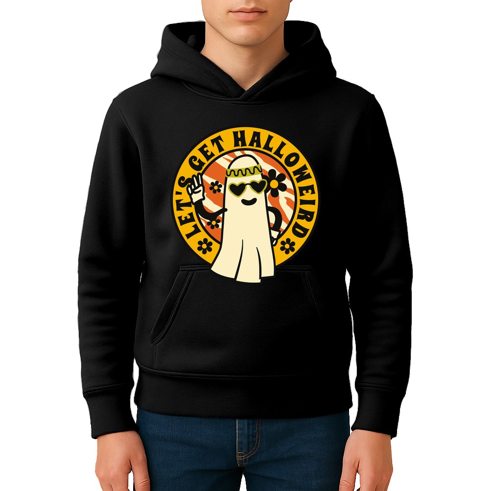 Let's Get Halloweird 60s Hippie Ghost Halloween Kids Hoodie