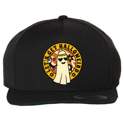 Let's Get Halloweird 60s Hippie Ghost Halloween Wool Snapback Cap