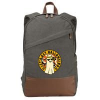 Let's Get Halloweird 60s Hippie Ghost Halloween Cotton Canvas Backpack