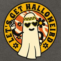 Let's Get Halloweird 60s Hippie Ghost Halloween Cotton Canvas Backpack