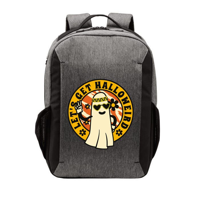Let's Get Halloweird 60s Hippie Ghost Halloween Vector Backpack