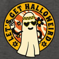 Let's Get Halloweird 60s Hippie Ghost Halloween Vector Backpack