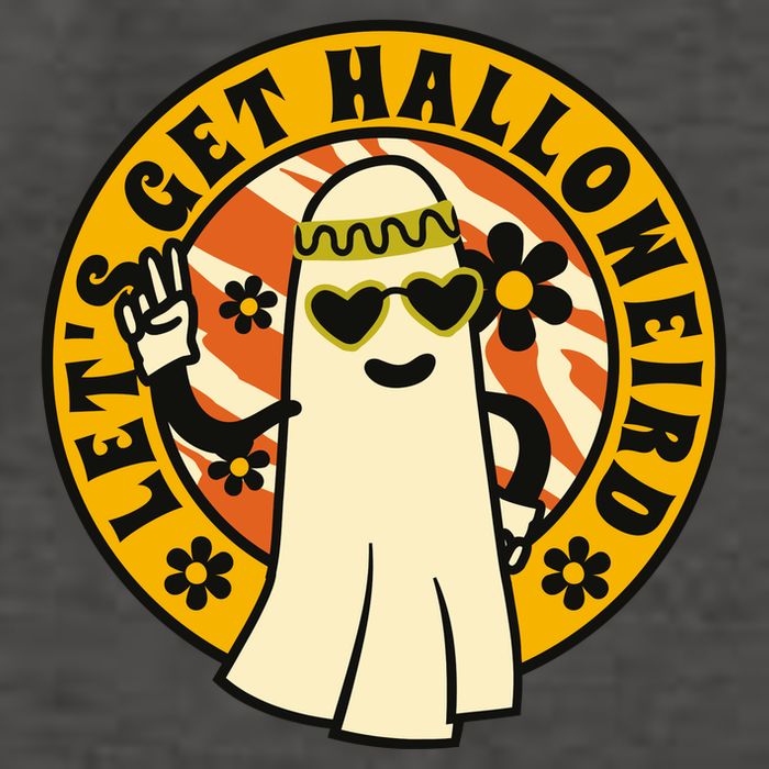 Let's Get Halloweird 60s Hippie Ghost Halloween Vector Backpack