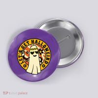 Let's Get Halloweird 60s Hippie Ghost Halloween Button