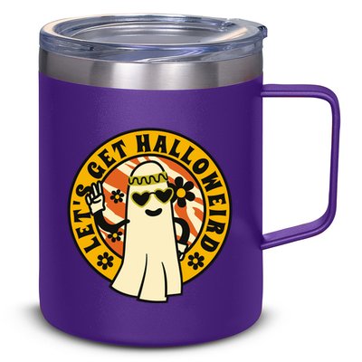 Let's Get Halloweird 60s Hippie Ghost Halloween 12oz Stainless Steel Coffee Mug
