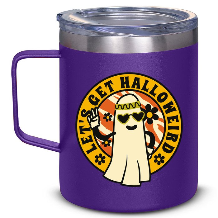Let's Get Halloweird 60s Hippie Ghost Halloween 12oz Stainless Steel Coffee Mug
