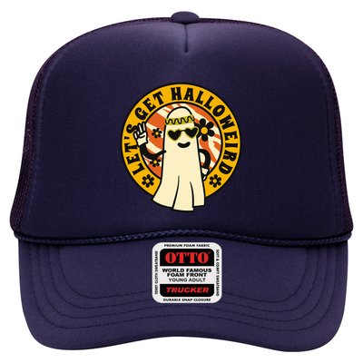 Let's Get Halloweird 60s Hippie Ghost Halloween Trucker Hat