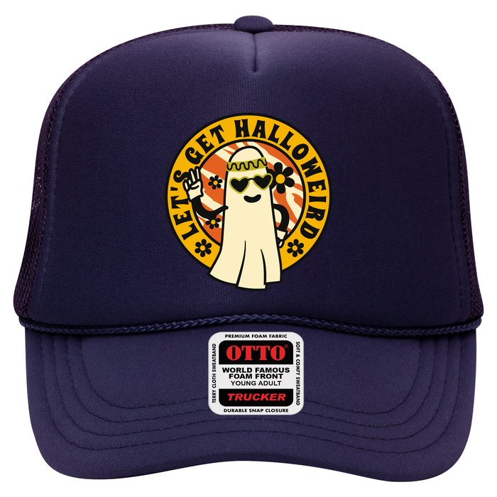 Let's Get Halloweird 60s Hippie Ghost Halloween Trucker Hat