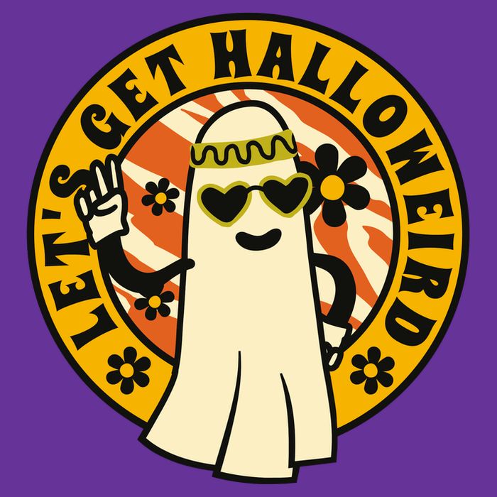 Let's Get Halloweird 60s Hippie Ghost Halloween Trucker Hat
