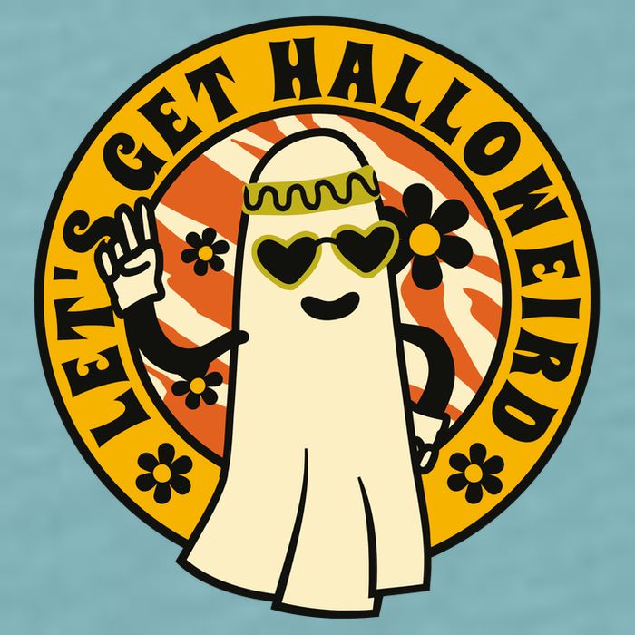 Let's Get Halloweird 60s Hippie Ghost Halloween Sueded Cloud Jersey T-Shirt