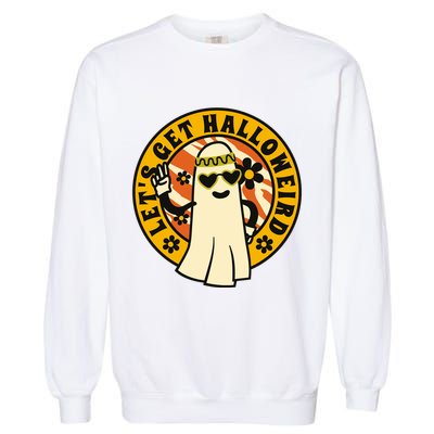 Let's Get Halloweird 60s Hippie Ghost Halloween Garment-Dyed Sweatshirt