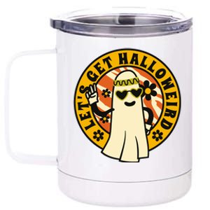 Let's Get Halloweird 60s Hippie Ghost Halloween 12 oz Stainless Steel Tumbler Cup