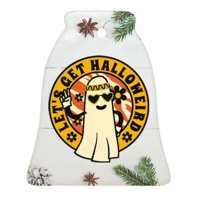 Let's Get Halloweird 60s Hippie Ghost Halloween Ceramic Bell Ornament