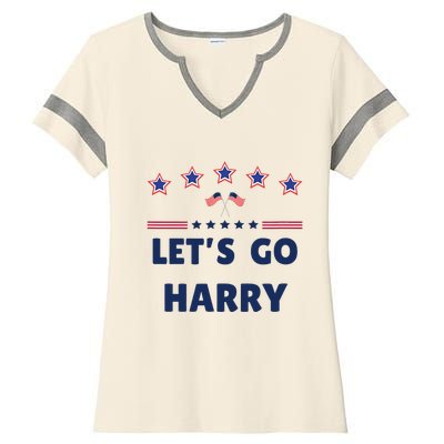 LetS Go Harry YouRe Voting Trump Today Funny 2024 Quote Ladies Halftime Notch Neck Tee