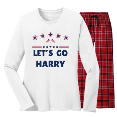 LetS Go Harry YouRe Voting Trump Today Funny 2024 Quote Women's Long Sleeve Flannel Pajama Set 