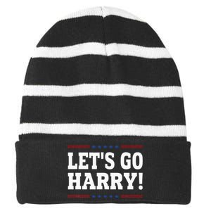 LetS Go Harry YouRe Voting Trump Today Striped Beanie with Solid Band