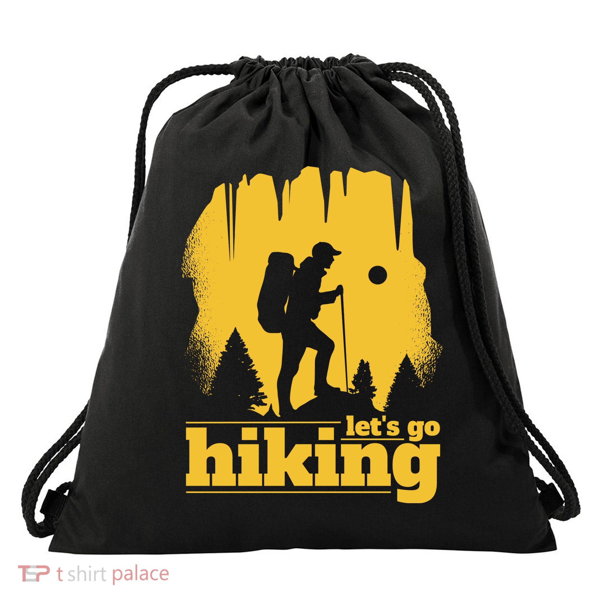 Let's Go Hiking Drawstring Bag