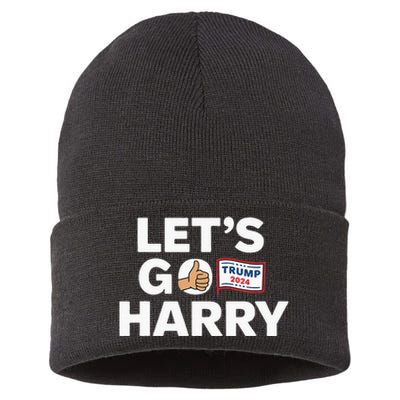 LetS Go Harry Vote For Trump 2024 Sustainable Knit Beanie