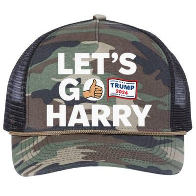 LetS Go Harry Vote For Trump 2024 Retro Rope Trucker Hat Cap