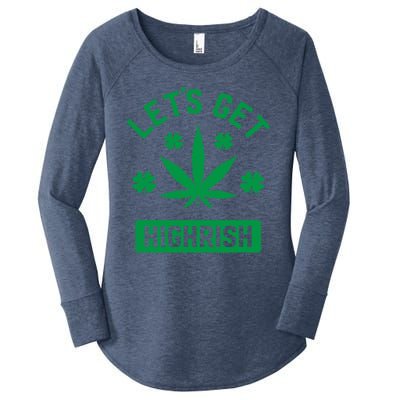 Lets Get Highrish St Patricks Day Weed Marijuana 420 Women's Perfect Tri Tunic Long Sleeve Shirt