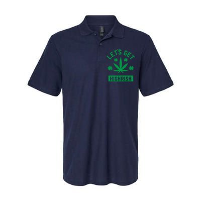 Lets Get Highrish St Patricks Day Weed Marijuana 420 Softstyle Adult Sport Polo