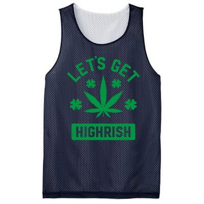 Lets Get Highrish St Patricks Day Weed Marijuana 420 Mesh Reversible Basketball Jersey Tank