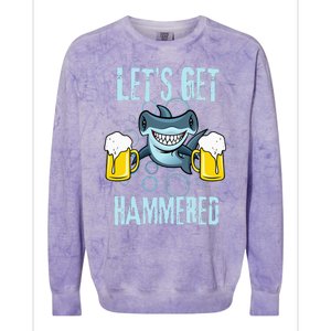 Let’s Get Hammered All Week Funny Hammerhead Shark Pun Party Colorblast Crewneck Sweatshirt