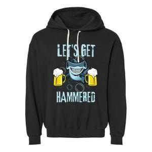 Let’s Get Hammered All Week Funny Hammerhead Shark Pun Party Garment-Dyed Fleece Hoodie