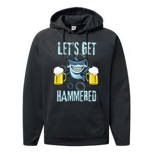 Let’s Get Hammered All Week Funny Hammerhead Shark Pun Party Performance Fleece Hoodie