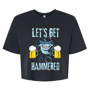 Let’s Get Hammered All Week Funny Hammerhead Shark Pun Party Bella+Canvas Jersey Crop Tee