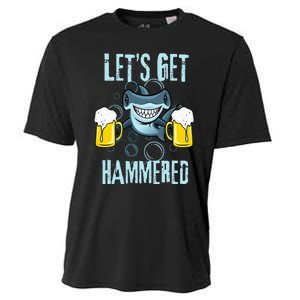 Let’s Get Hammered All Week Funny Hammerhead Shark Pun Party Cooling Performance Crew T-Shirt