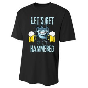 Let’s Get Hammered All Week Funny Hammerhead Shark Pun Party Performance Sprint T-Shirt