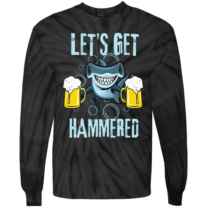 Let’s Get Hammered All Week Funny Hammerhead Shark Pun Party Tie-Dye Long Sleeve Shirt