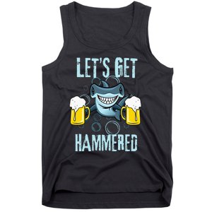 Let’s Get Hammered All Week Funny Hammerhead Shark Pun Party Tank Top