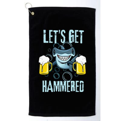 Let’s Get Hammered All Week Funny Hammerhead Shark Pun Party Platinum Collection Golf Towel