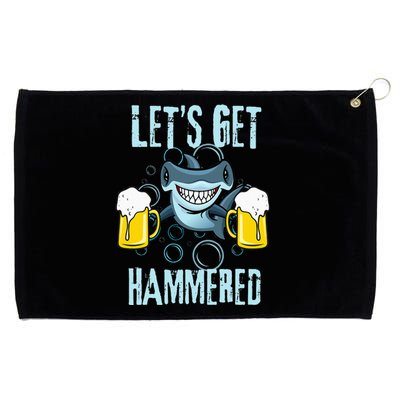 Let’s Get Hammered All Week Funny Hammerhead Shark Pun Party Grommeted Golf Towel