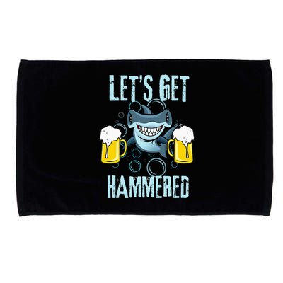 Let’s Get Hammered All Week Funny Hammerhead Shark Pun Party Microfiber Hand Towel