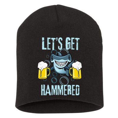 Let’s Get Hammered All Week Funny Hammerhead Shark Pun Party Short Acrylic Beanie