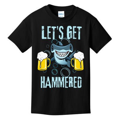 Let’s Get Hammered All Week Funny Hammerhead Shark Pun Party Kids T-Shirt