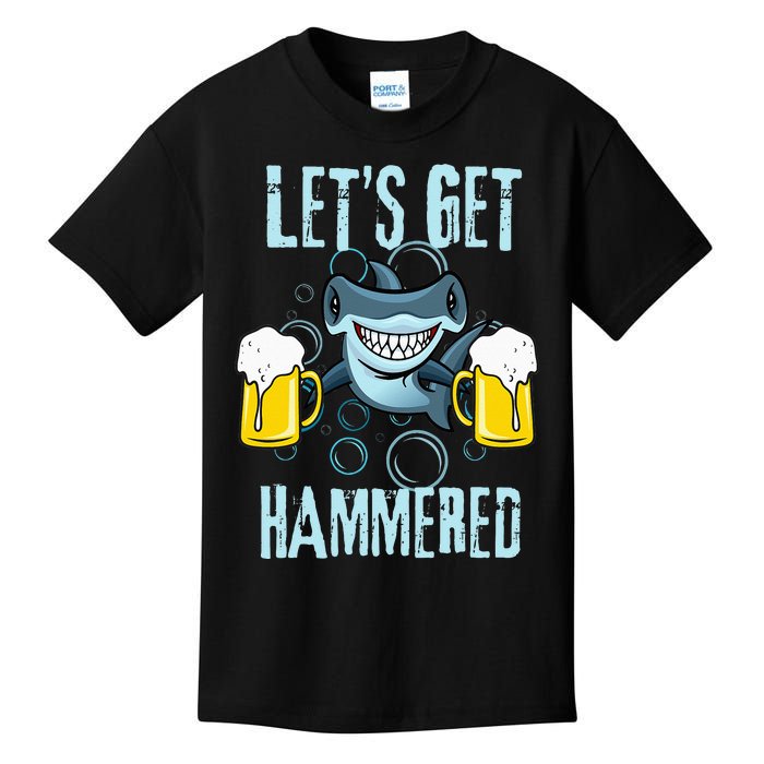 Let’s Get Hammered All Week Funny Hammerhead Shark Pun Party Kids T-Shirt